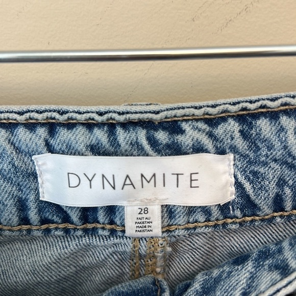 Dynamite High Waisted Wide Leg Raw Hem Light Wash Jeans size 28 - Picture 4 of 10